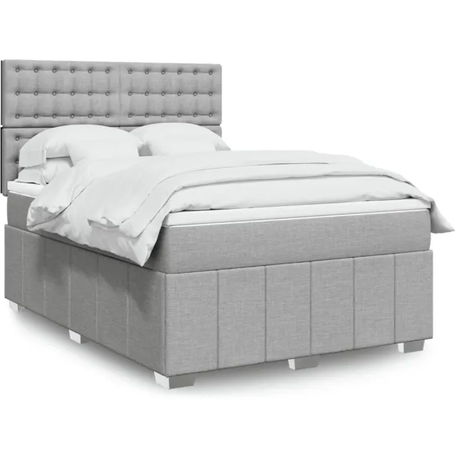vidaXL Boxspring met matras stof lichtgrijs 140x200 cm grijs