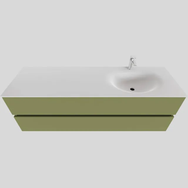 Boss & Wessing Badkamermeubel Solid Surface BWS Stockholm 150x46 cm Rechts Mat Groen (met 1 kraangat)