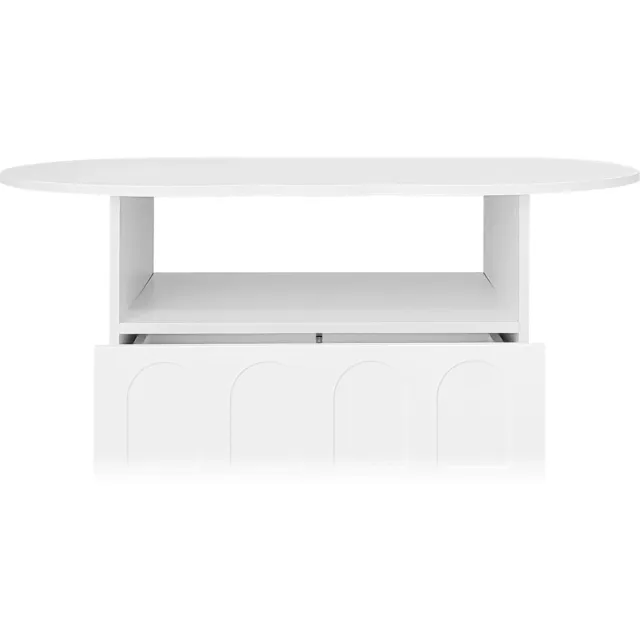 Merax Wolkenvormige Couchtafel met Schublades en Open Opbergruimtes - Moderne Witte Tafel