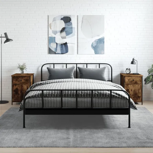 vidaXL Nachtkastjes 2 st 40x42x60 cm bewerkt hout gerookt eikenkleurig, foto 2