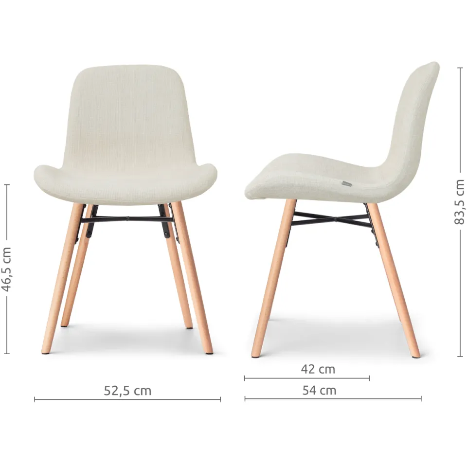 Nolon Nena-Fé eetkamerstoel cottonbeige - houten onderstel beige, foto 3