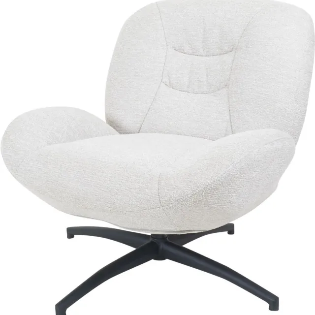 Home67 Fauteuil George Natural - Draaibare Design Fauteuil in Scandinavische / Hotel Chique Stijl Wit