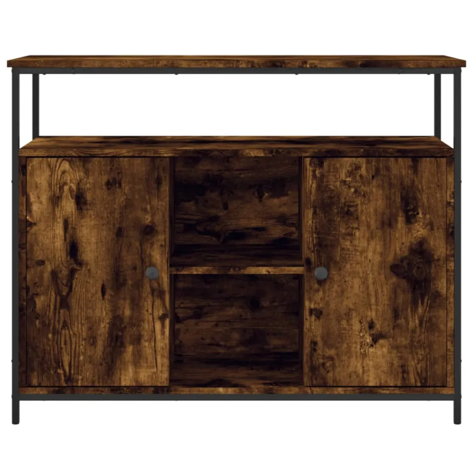 vidaXL Dressoir 100x35x80 cm bewerkt hout gerookt eikenkleurig, foto 4