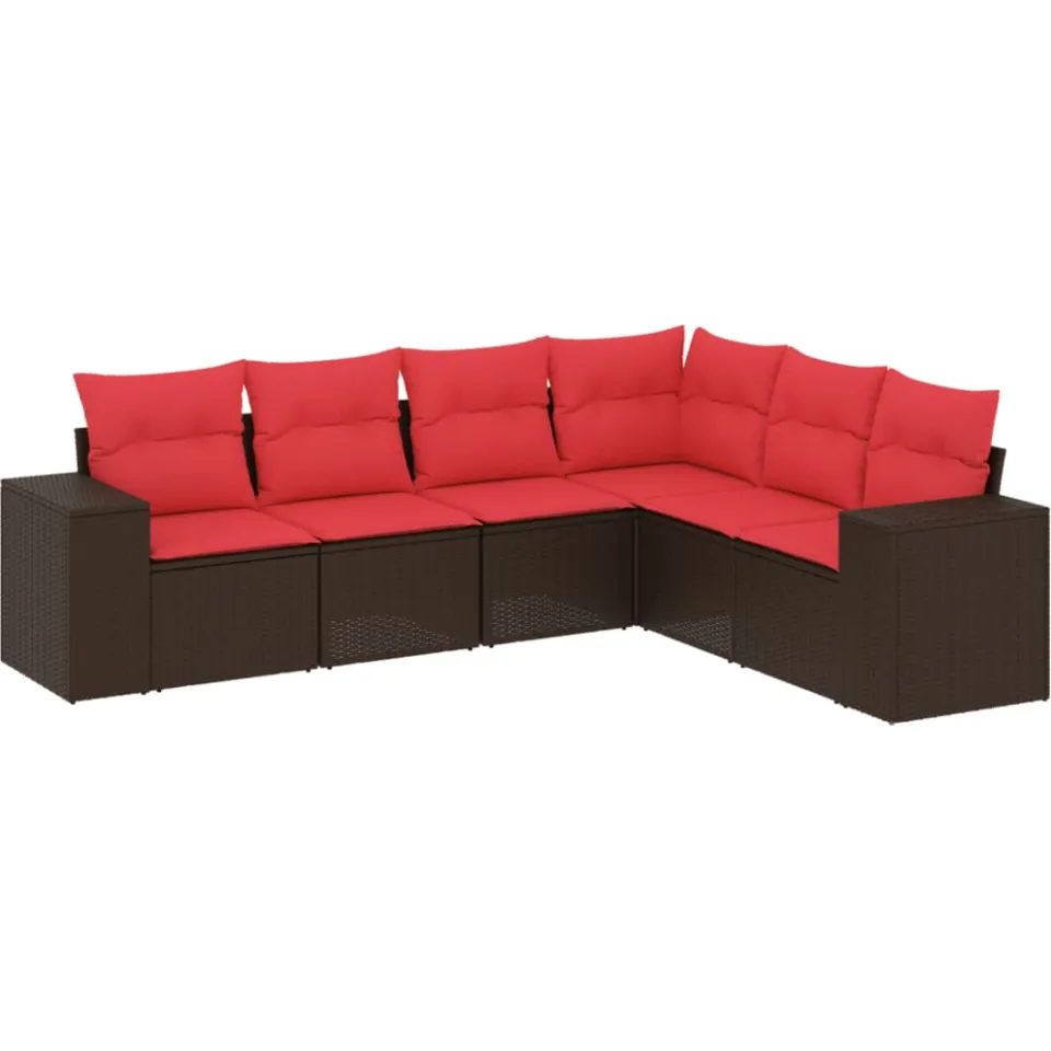vidaXL 6-delige tuinbankset met kussens, bruin polyrotan, foto 3