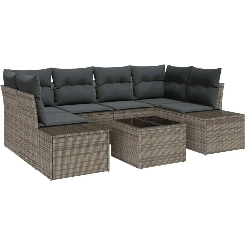 vidaXL Tuin Sofa Set 8 st Grijs poly rattan