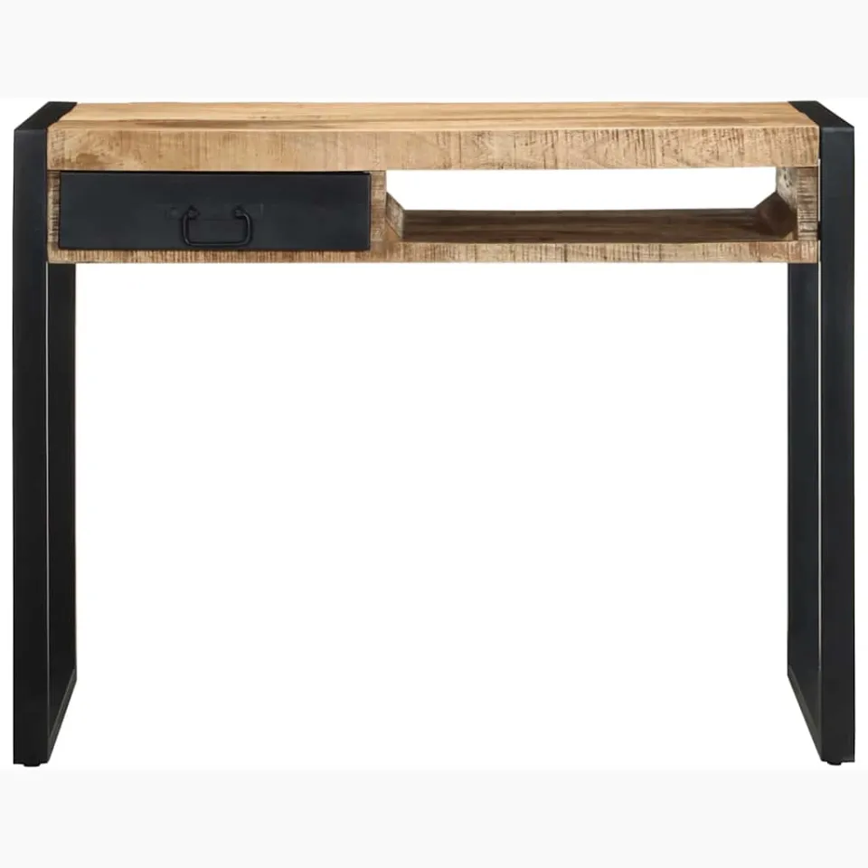 vidaXL Bureau 100x50x75 cm massief ruw mangohout bruin, foto 2