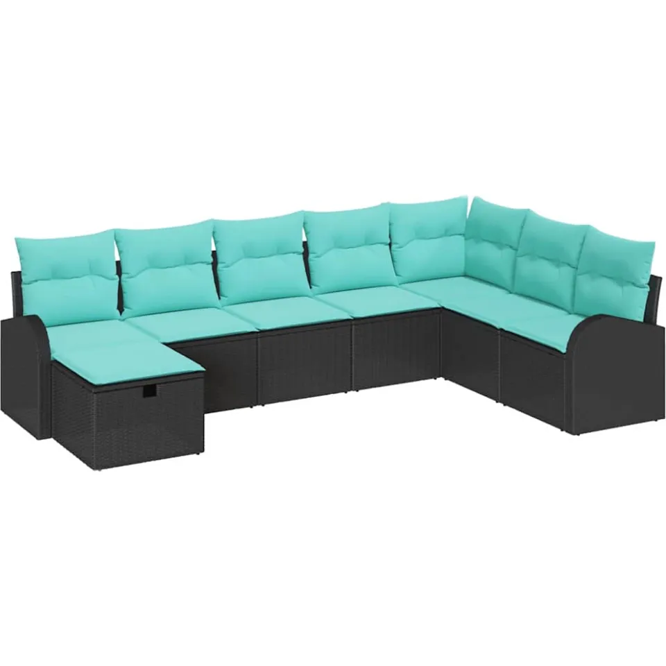 vidaXL Tuin Sofa Set 8 st Zwart poly rattan