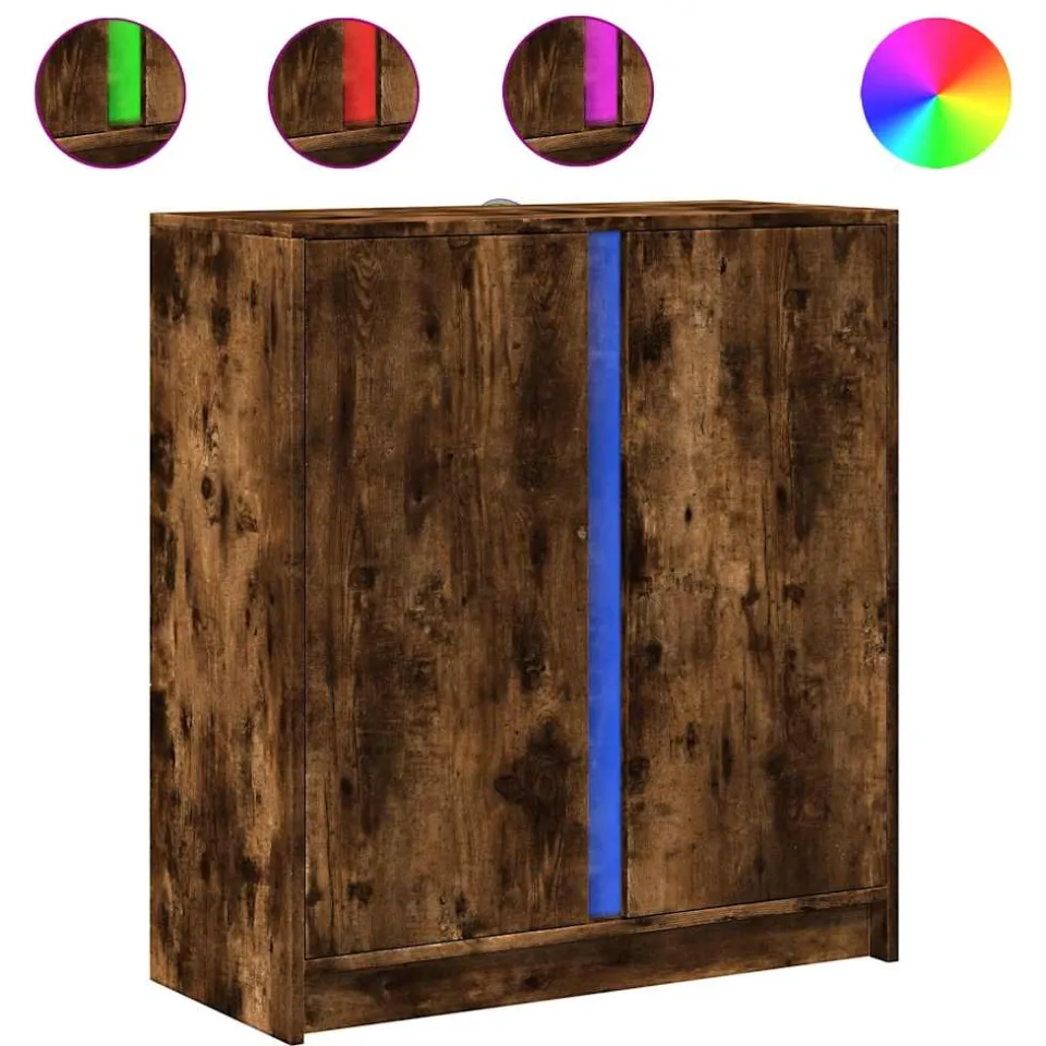 vidaXL Dressoir met LED 77x34x85 cm bewerkt hout gerookt eikenkleurig, foto 3