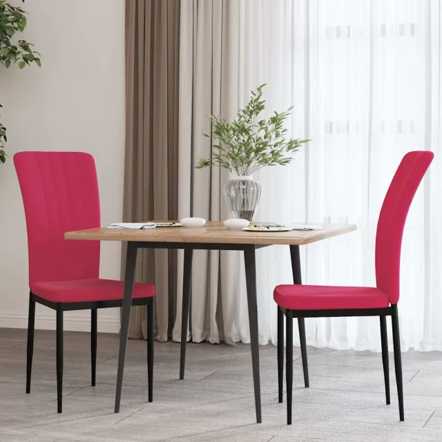 vidaXL Eetkamerstoelen 2 st fluweel wijnrood, foto 2