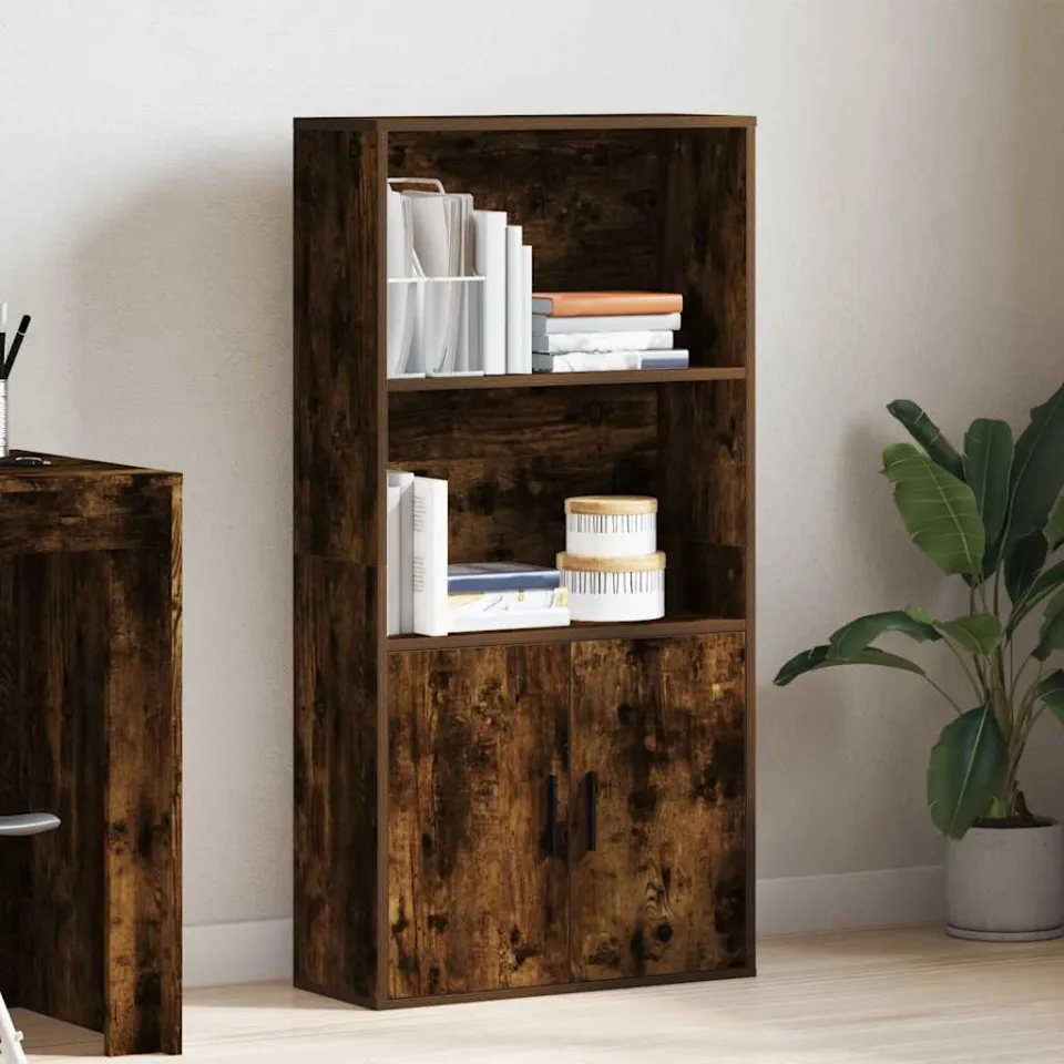 vidaXL Boekenkast 60x24x120 cm bewerkt hout gerookt eikenkleurig, foto 2