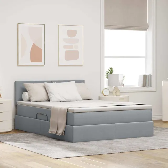 vidaXL Opbergbed met matras Lichtgrijs 140 x 200 cm fluweel