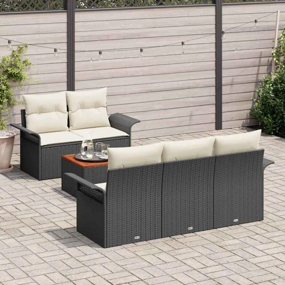 vidaXL Tuinbankenset 6 st Zwart poly rattan, foto 3