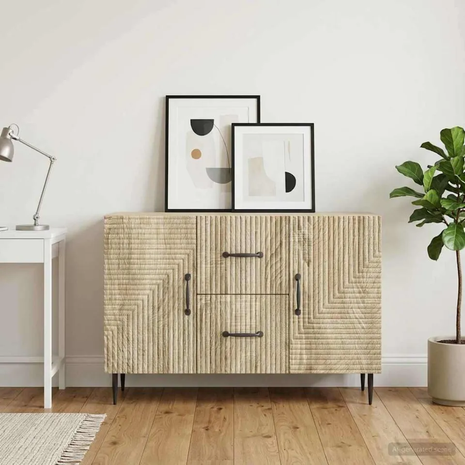 vidaXL Dressoir met lade Sonoma Eiken 89 x 34,5 x 60 cm Bewerkt hout, foto 3