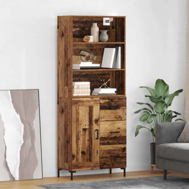 vidaXL Hoge kast Oudhout 69,5 x 34 x 180 cm Bewerkt hout Bruin
