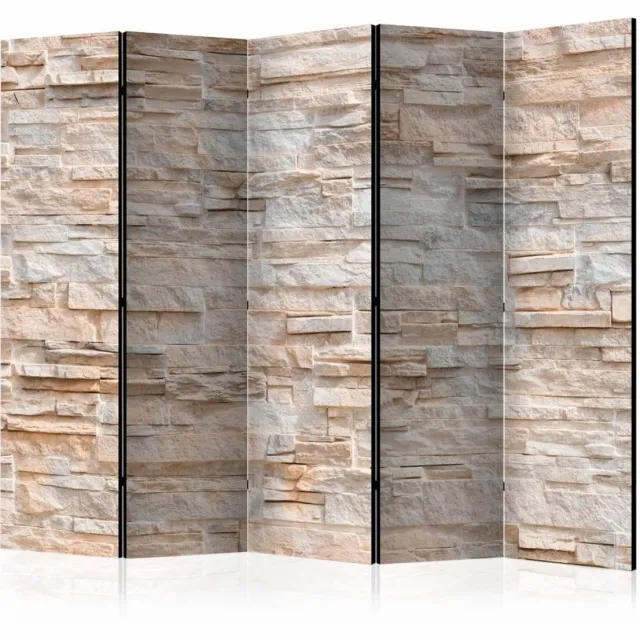 karo-art Vouwscherm - Stenen muur 225x172cm , gemonteerd geleverd, dubbelzijdig geprint (kamerscherm) Multikleur
