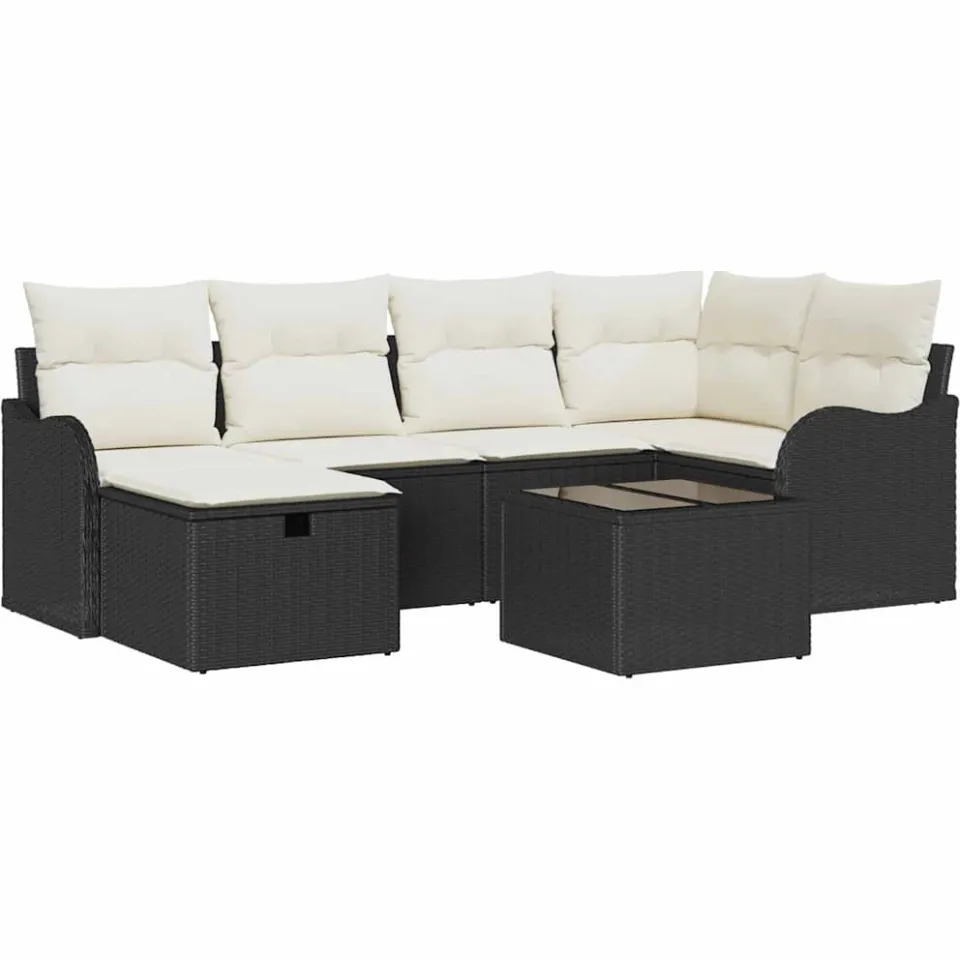 vidaXL Tuin Sofa Set 7 st Poly riet Bruin