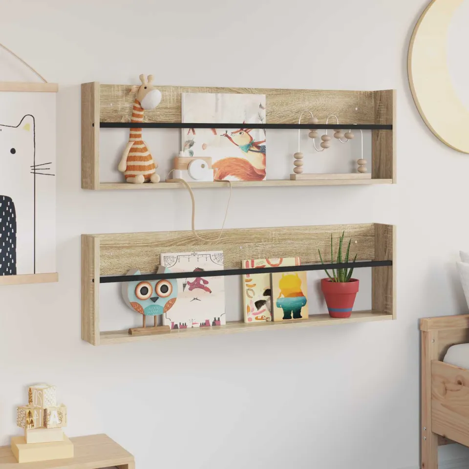 vidaXL Tijdschrift Rek 2 st Sonoma Eiken 100 x 12 x 30 cm Bewerkt hout, foto 4