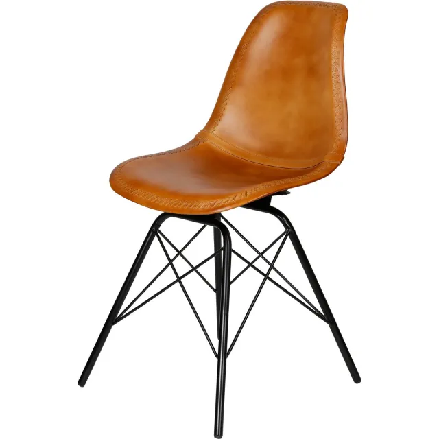 Casa Moro Eetkamerstoel leer cognac - Leren fauteuil Esszimmer Stuhl Leder Cognac