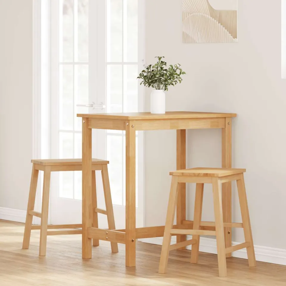 vidaXL Barstoelen 2 st massief hout rubber bruin, foto 3