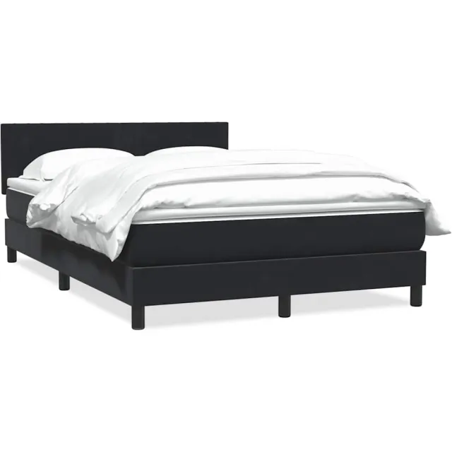 vidaXL Boxspring met matras fluweel zwart 160x210 cm