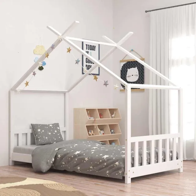vidaXL Kinderbedframe massief grenenhout wit 80x160 cm, foto 2