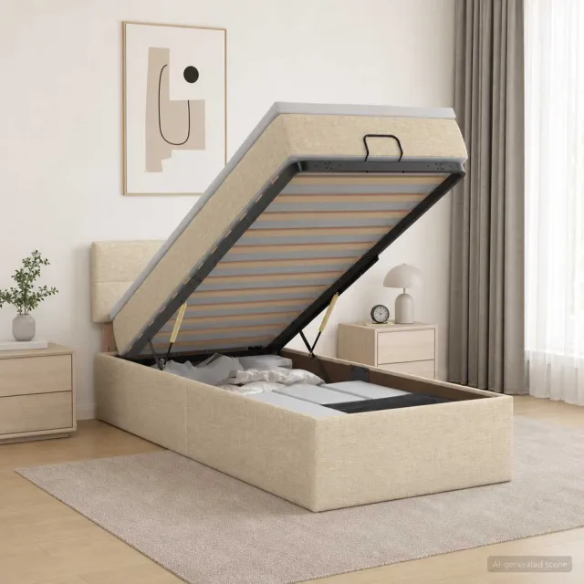 vidaXL Ottoman bed met matras Crèmekleurig 80 x 200 cm Stof