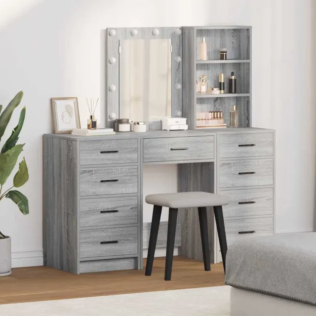 vidaXL Plafondtafel 3 st Grijs 40 x 41 x 135 cm Bewerkt hout, foto 2