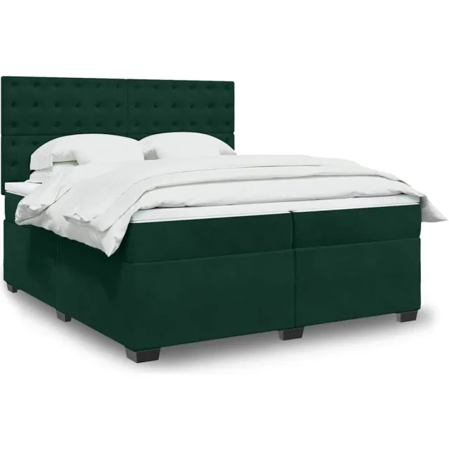 vidaXL Boxspring met matras fluweel donkergroen 200x200 cm groen