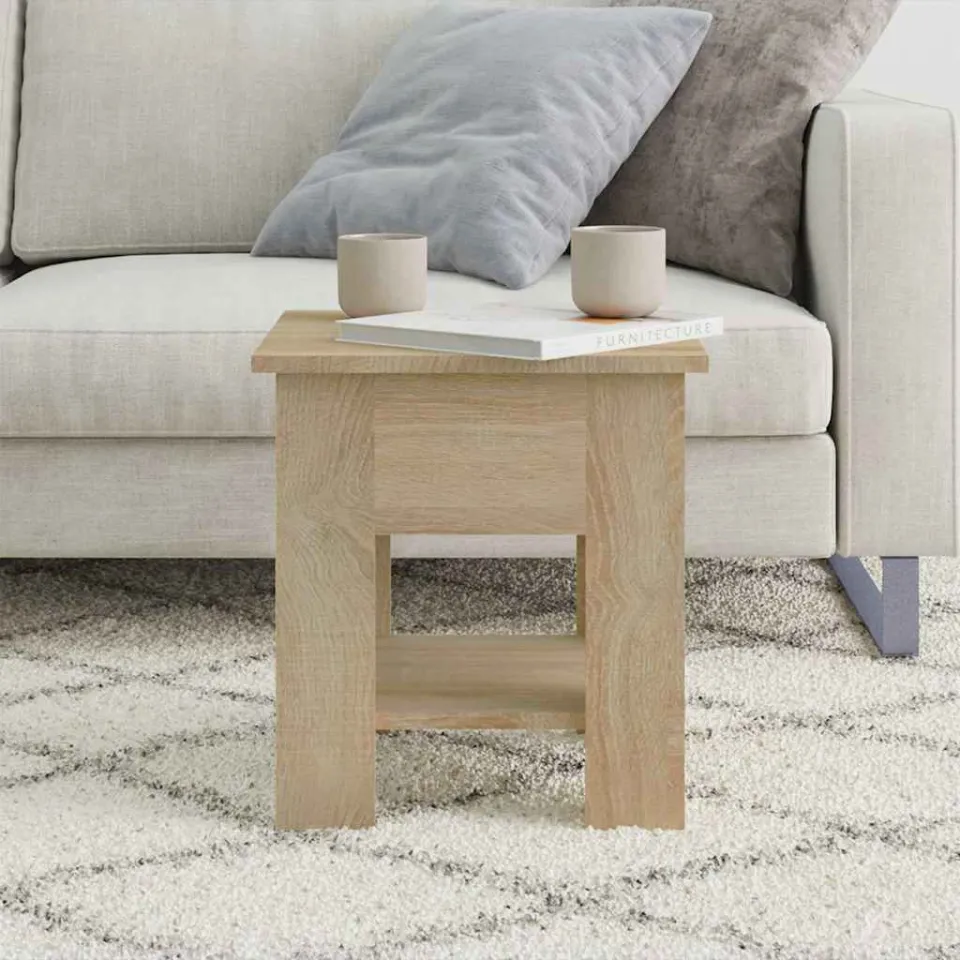 vidaXL Salontafel 40x40x42 cm bewerkt hout sonoma eikenkleurig, foto 4