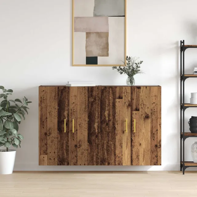 vidaXL Wandkast 2 st Oudhout 69,5 x 34 x 90 cm Bewerkt hout Bruin