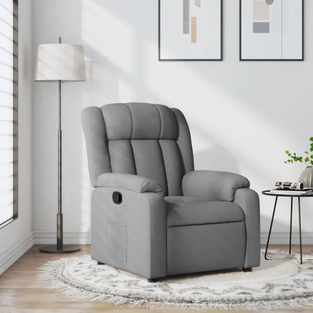 vidaXL Fauteuil verstelbaar stof lichtgrijs grijs