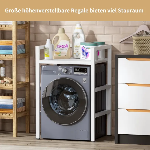 PEALOV Wasmachinebehuizing-Wasmachine-opzetstuk-Metalen frame-Dubbellaags-Wit