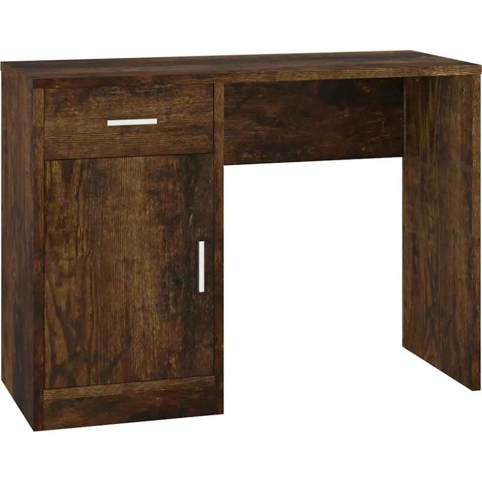 vidaXL Bureau met kast en lade 100x40x73 cm bewerkt hout gerookt eiken Bruin