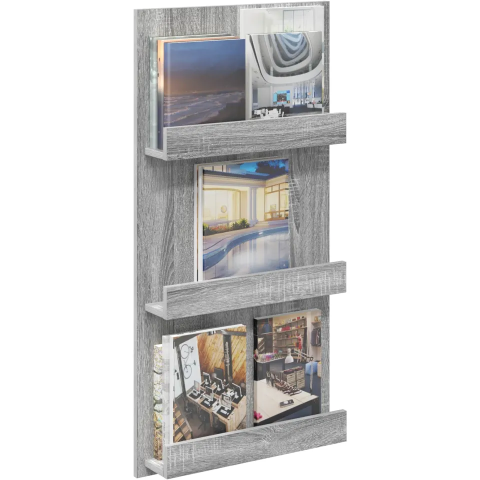 vidaXL Tijdschrift Rek Grijs Sonoma 51 x 11 x 102 cm Bewerkt hout