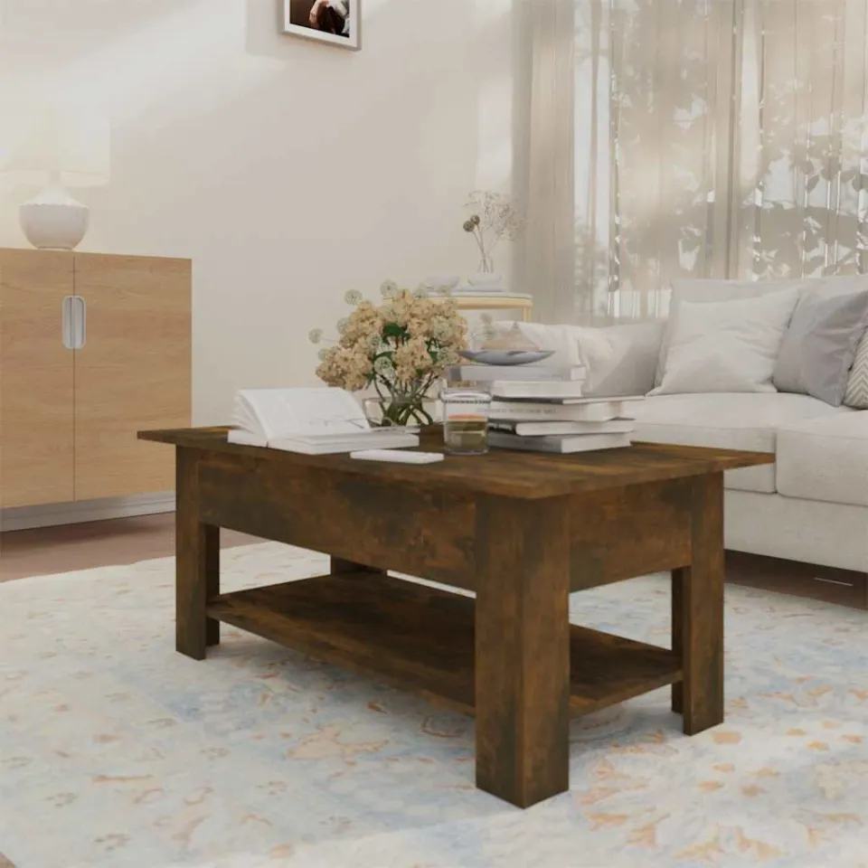 vidaXL Salontafel 102x55x42 cm bewerkt hout gerookt eikenkleurig, foto 4