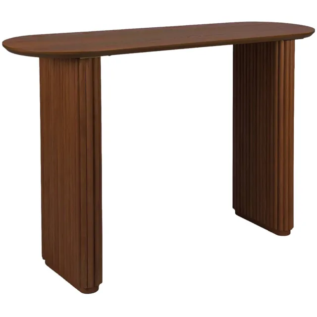 sweeek Ovale sidetable van rubberhout met eikenfineer - gabrielle Walnoot