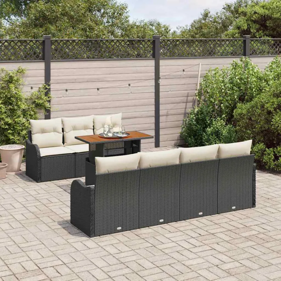 vidaXL Tuin Sofa Set 8 st Zwart Poly riet, foto 3