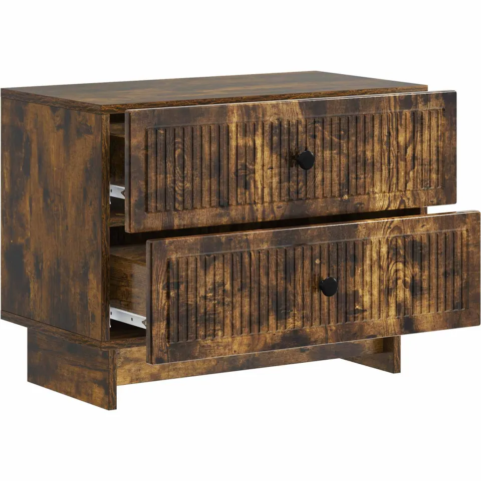 vidaXL Nachtkastje Gerookt eiken 62 x 34,5 x 47,5 cm Bewerkt hout, foto 3