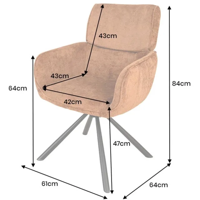 Invicta Interior Draaibare Retro Stoel UNIEK Roestbruin Chenille Zwart Metalen Poten met Armleuning - 46319 Zie omschrijving