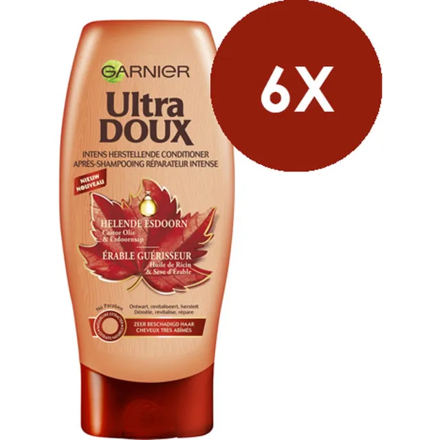Garnier Ultra Doux - Conditioner - Esdoorn - Beschadigd Haar - 6 x 200 ml - Voordeelverpakking Bruin