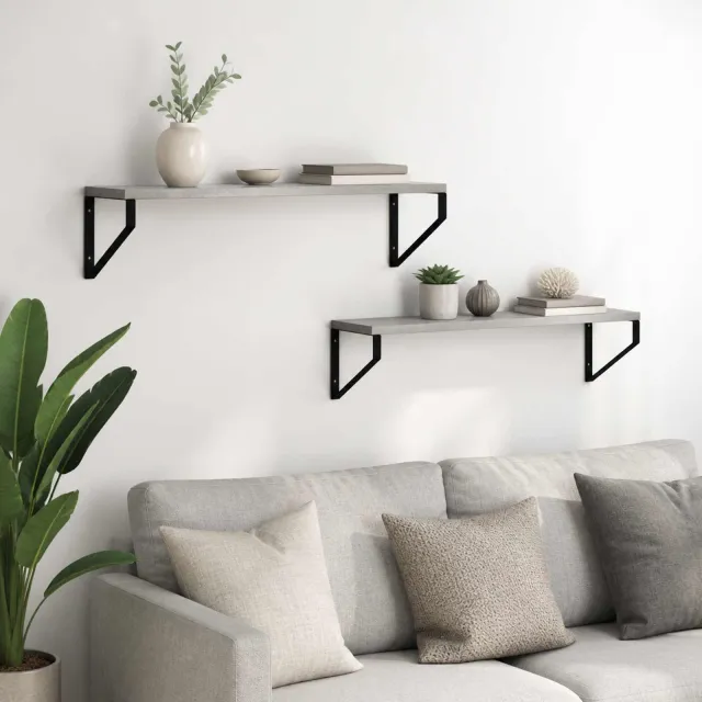 vidaXL Wandschappen 2 st Betongrijs 60 x 16 x 15,5 cm