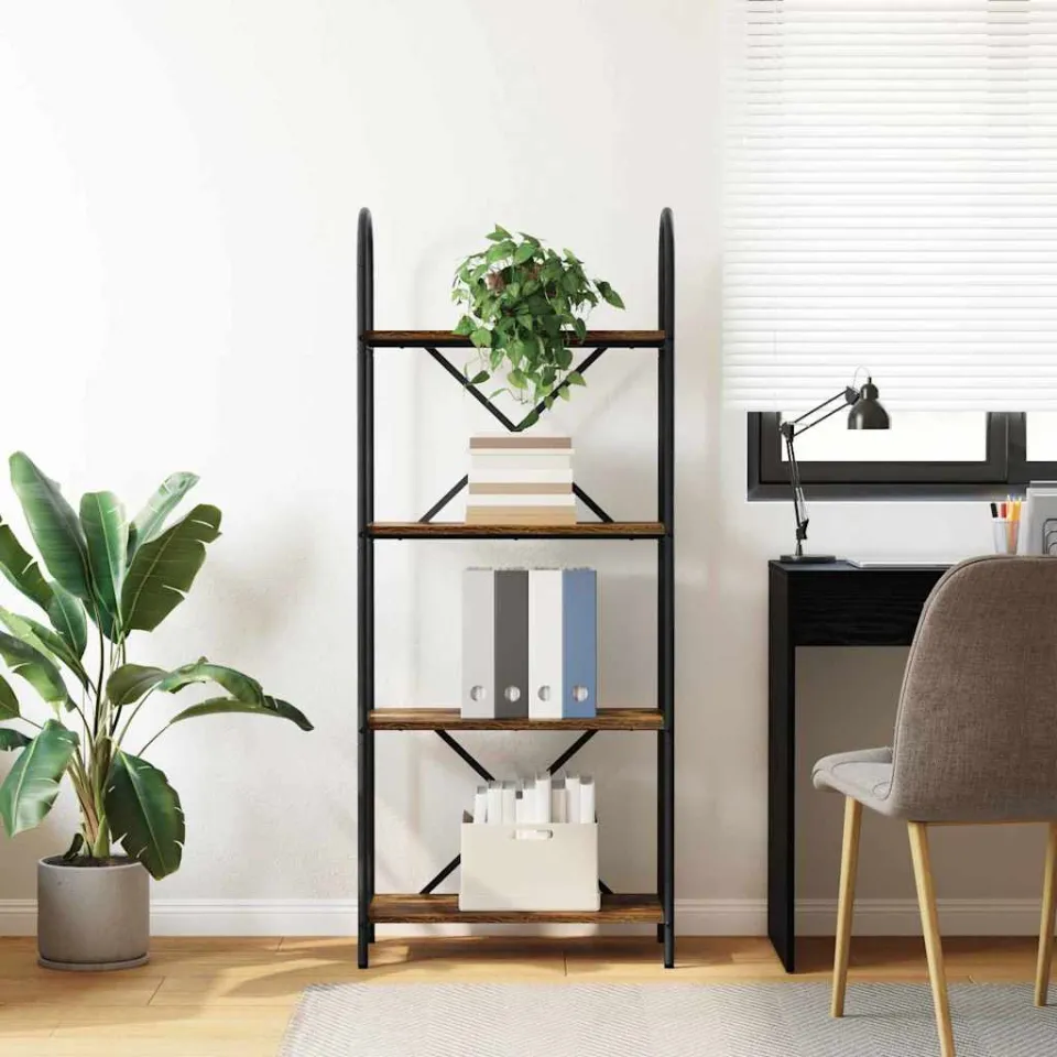vidaXL Boekenkast 4-laags 60 x 30 x 146 cm Bewerkt hout Gerookt eiken, foto 4