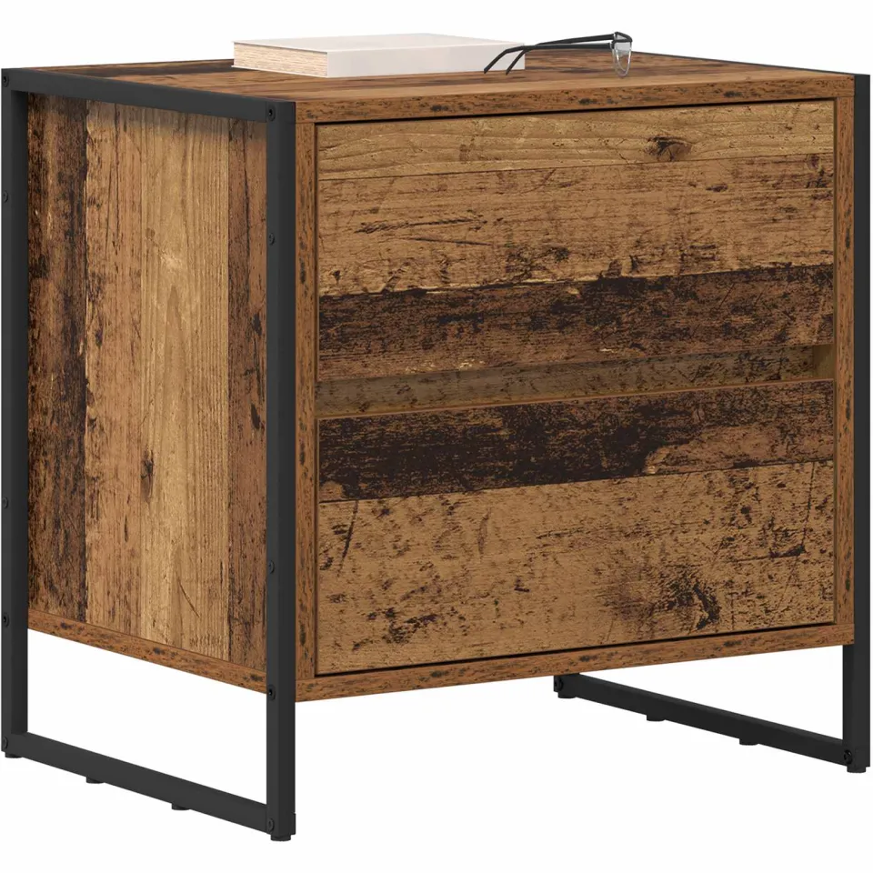 vidaXL Nachtkastje 2 st Oud Hout 50 x 39,5 x 50 cm Bewerkt hout Bruin