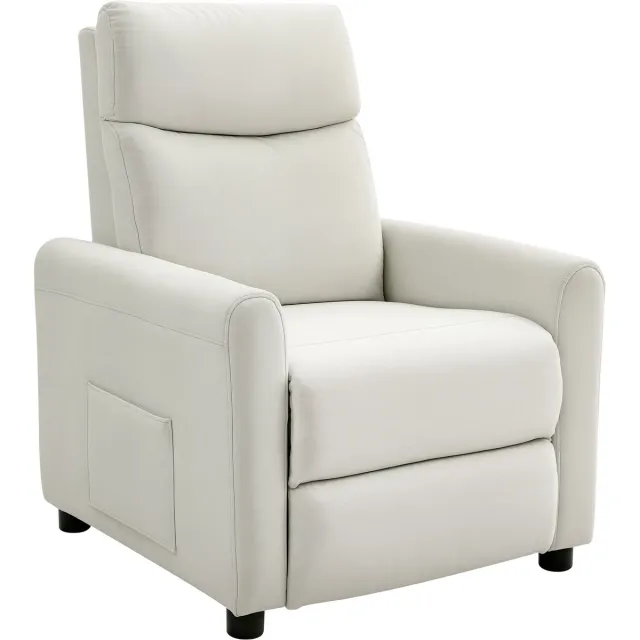 Homcom Relaxfauteuil - Met sta-opfunctie en verstelbare rugleuning - TV-fauteuil - Ligstoel - Crèmewit