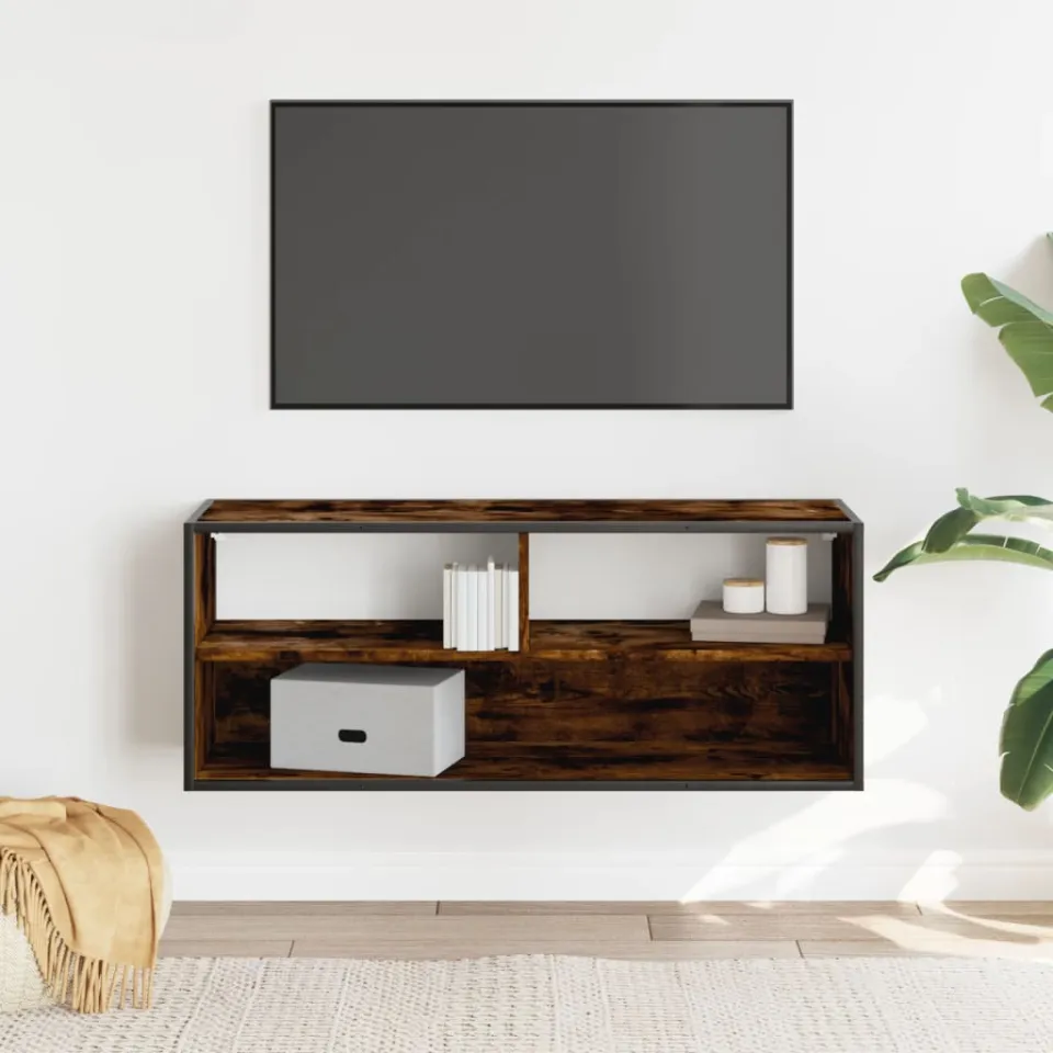 vidaXL Tv-meubel 100x31x39,5 cm bewerkt hout metaal gerookt eikenkleur, foto 3