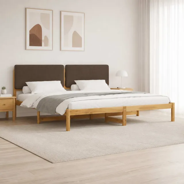 vidaXL Bedframe met gestoffeerd hoofdbord Whitewash en taupe