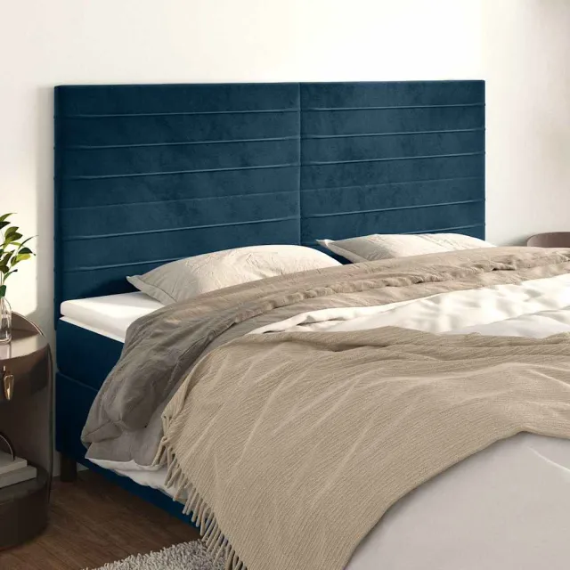 vidaXL Hoofdbord donkerblauw 180x5x118/128 cm fluweel blauw