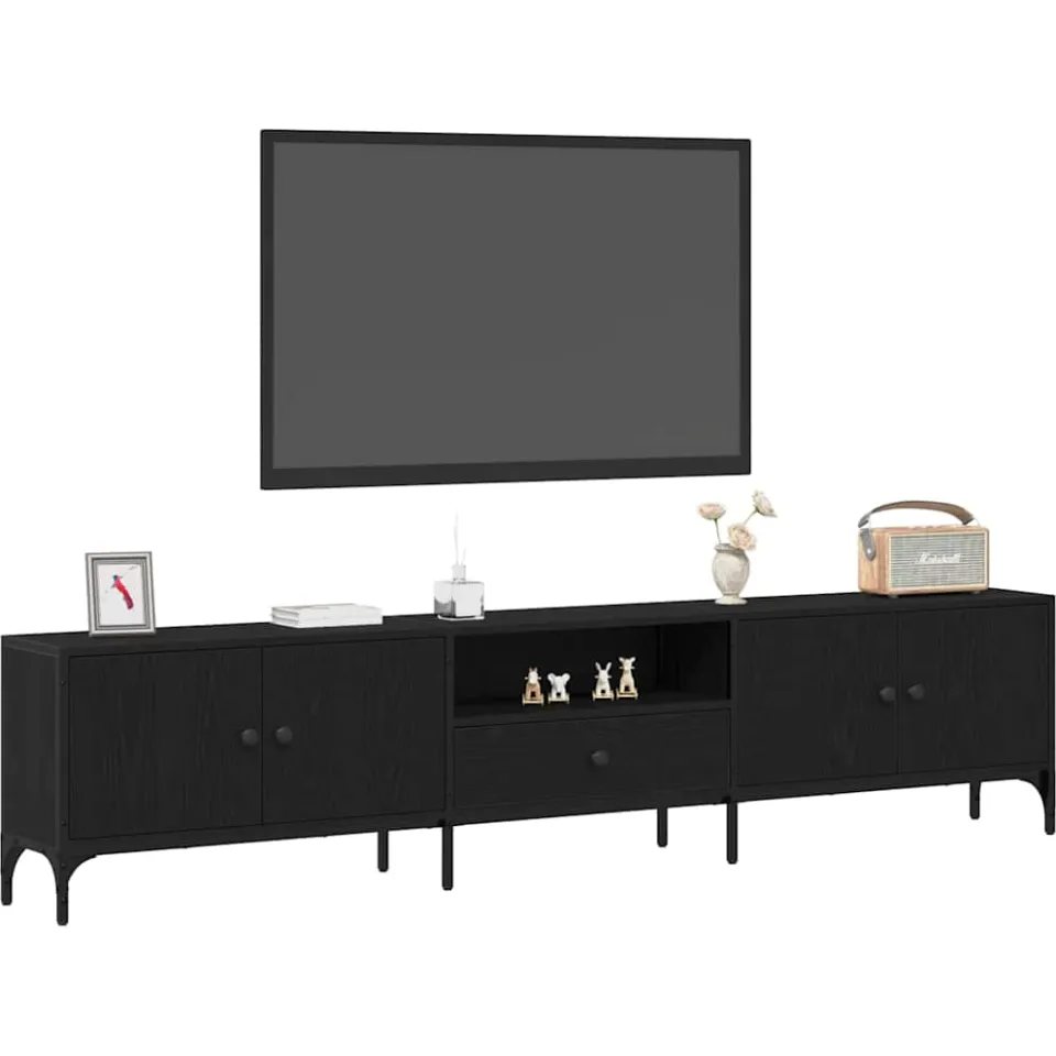 vidaXL TV-kast 200 x 25 x 44 cm Zwart eiken Bewerkt hout, foto 3