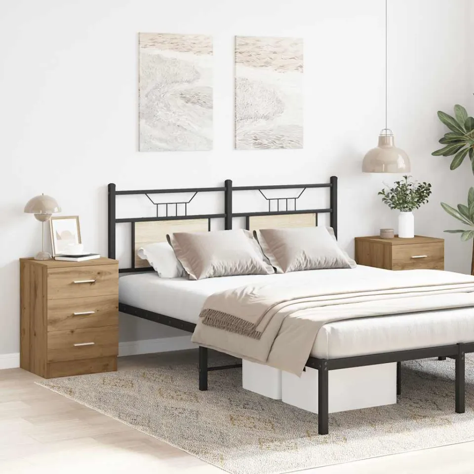 vidaXL Nachtkastjes 2 st 38x35x55cm bewerkt hout artisanaal eikenkleur, foto 4
