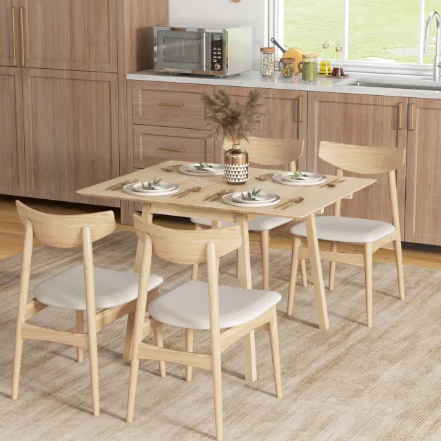 FloraGrace Klapbare Eettafel Keukentafel voor 2 tot 4 Personen met Opklapbare Zijbladen voor Kleine Ruimtes Hout Naturel 110 x 86 x 75 cm Naturel hout